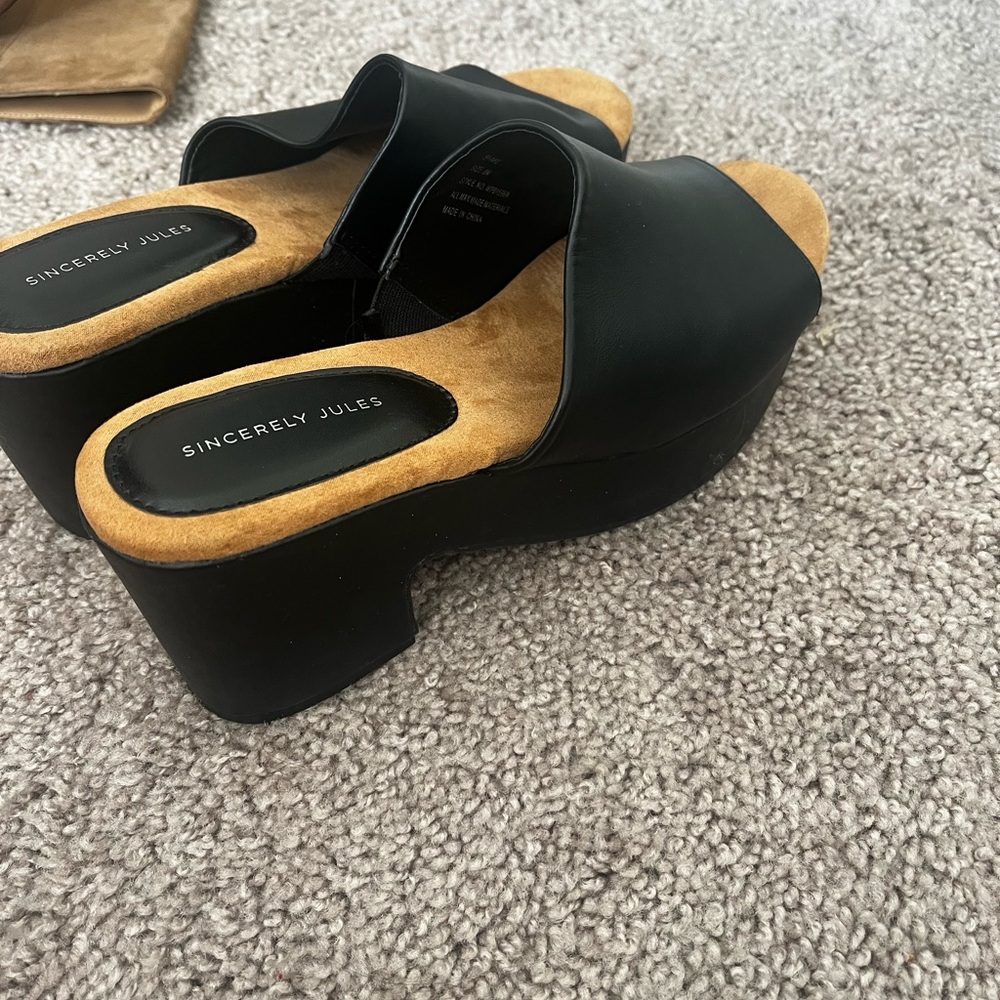 Sincerely Jules Black and Tan Women's chunky heel